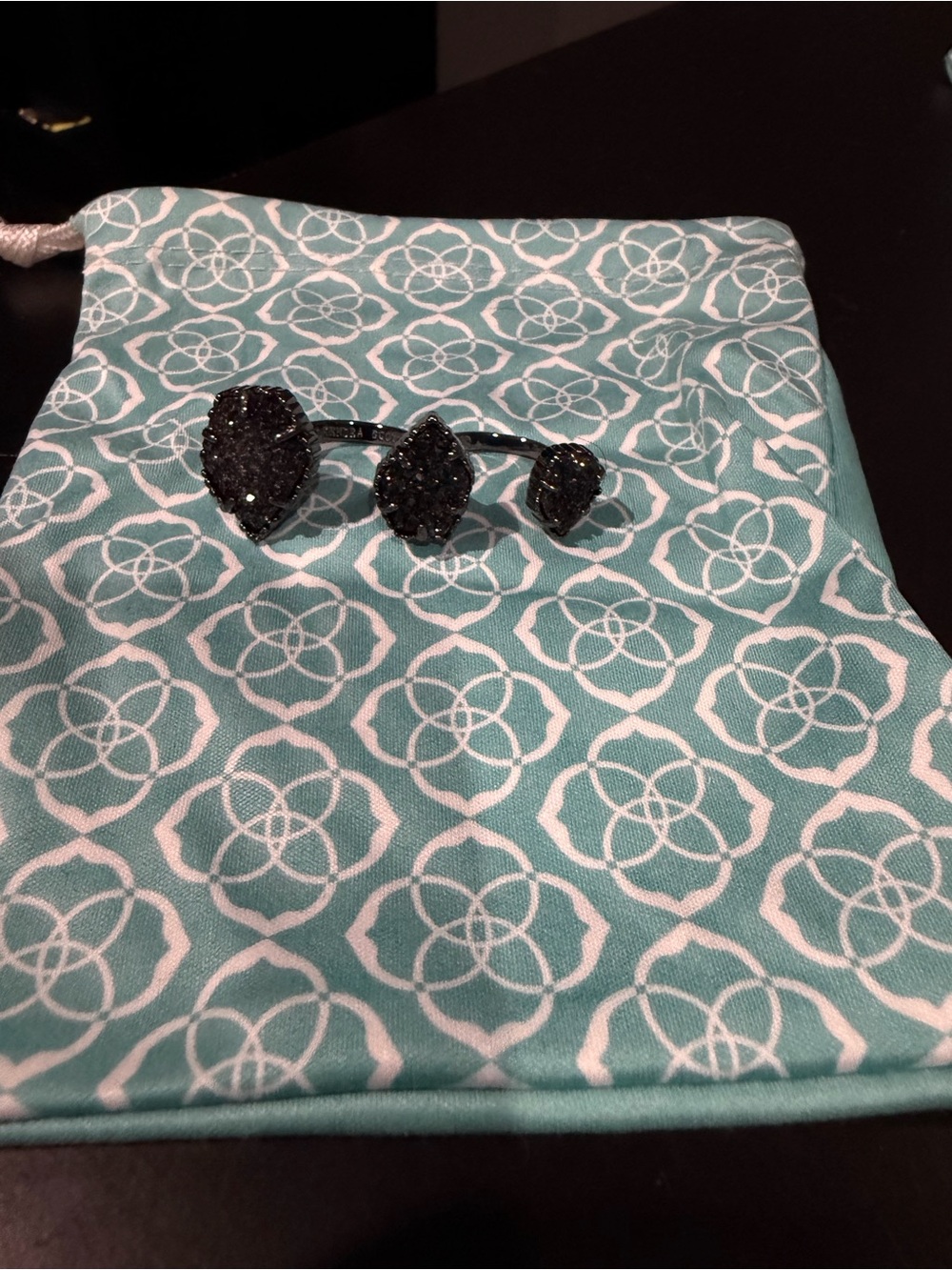 Kendra Scott Black Druzy Triple Stone Ring